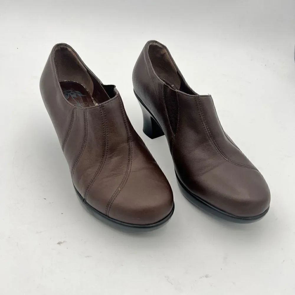 Dansko Slip-On Clog Comfort Shoes Women's 7.5 Brown Leather Elastic Side Panel